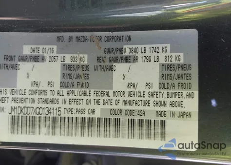 2016 Mazda Cx-3 Grand Touring z USA, uszkodzony, nr VIN JM1DKDD7XG0134115